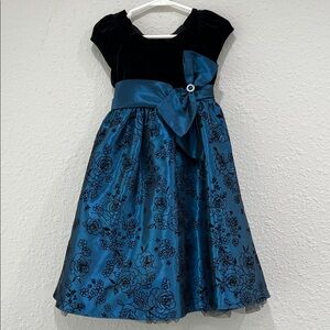 Charming Black and Blue Floral Kids Dress